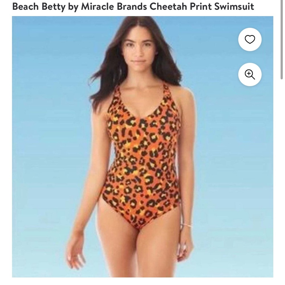 One piece bathing suit by Beach Betty animal print size xl yellow orange black